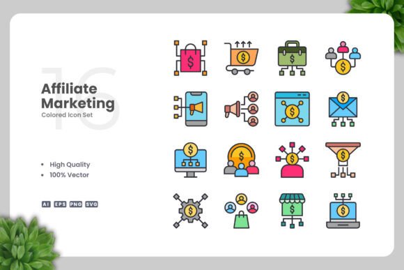 Affiliate Marketing Color Icons Graphics