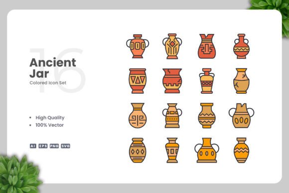 Ancient Jar Color Icons