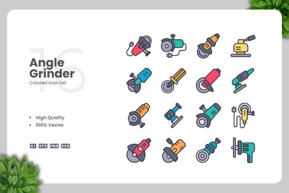 Angle Grinder Color Icons: Graphics and Icons for Modern Design