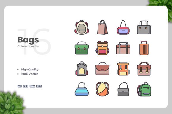Bags Color Icons: Graphics & Icons for Branding