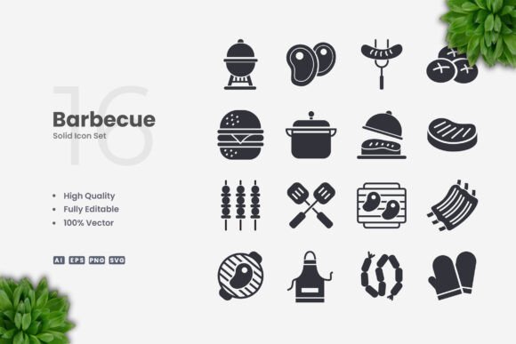 Barbecue Solid Icons: Graphics and Icons for Modern Design