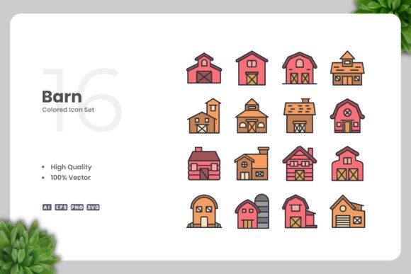 Barn Color Icons Graphics