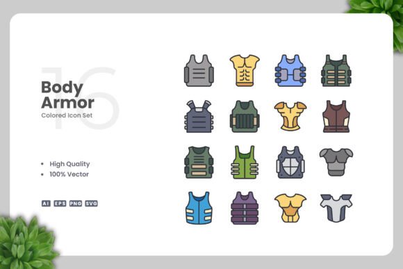 Body Armor Color Icons: Graphics and Icons for Modern Design