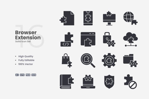 Browser Extension Solid Icons for Graphics and Branding
