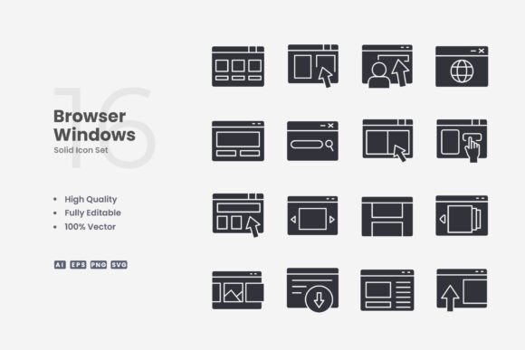 Browser Windows Solid Icons: Graphics and Icons for Crafting