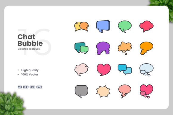 Chat Bubble Color Icons for Graphics and Icons