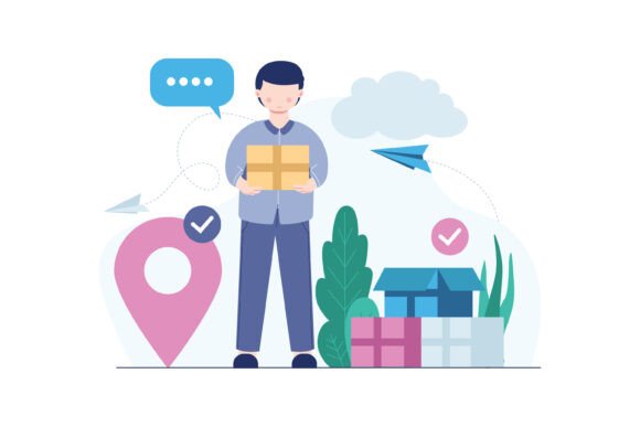 Courier Ready to Send Goods Illustration