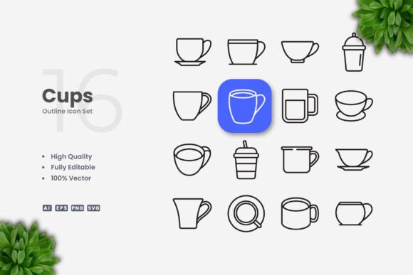 Cups Icons for Crafting and Design