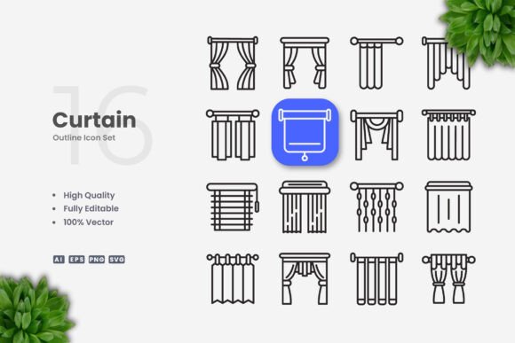 Curtain Icons: Graphics and Icons for Modern Design