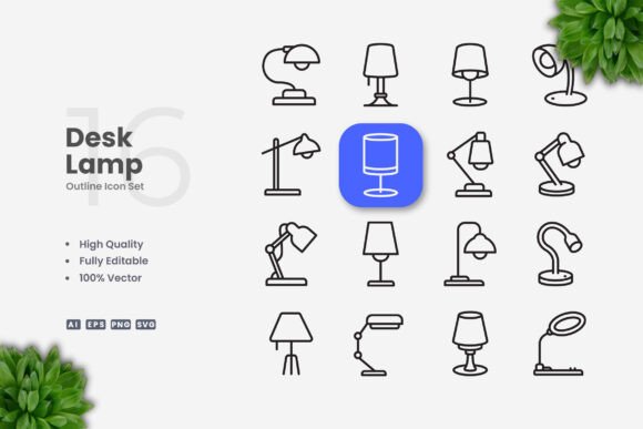 Desk Lamp Icons: Graphics for Modern Design