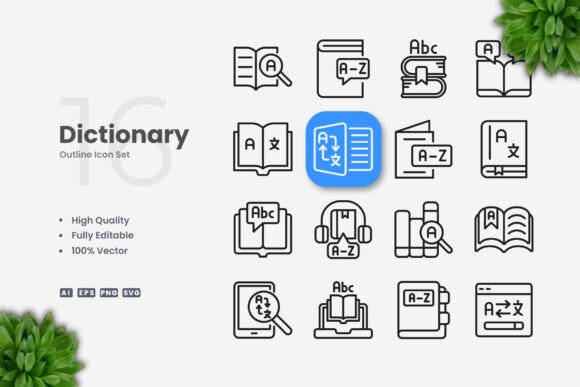 Dictionary Icons for Graphic Design