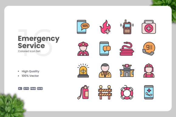 Emergency Service Color Icons: Graphics and Icons for Branding