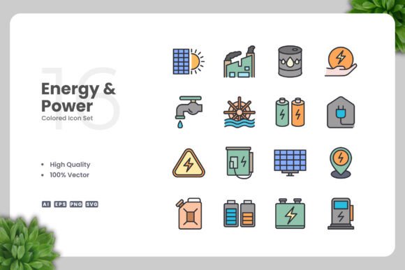 Energy and Power Color Icons Graphics