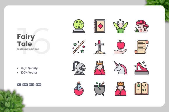 Fairy Tale Color Icons Graphics