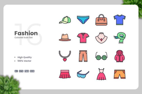 Fashion Color Icons for Graphics and Icons