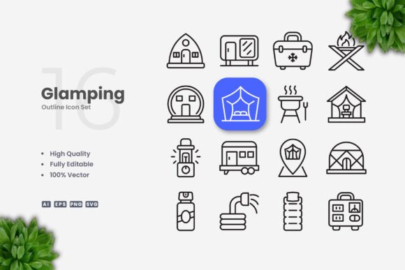 Glamping Icons: Graphics and Icons for Modern Design