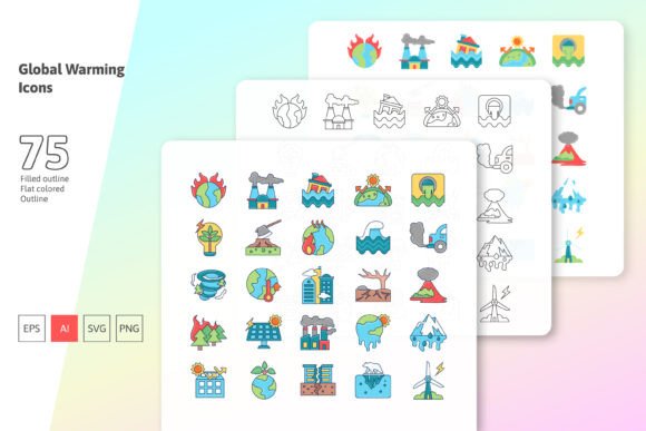 Global Warming Icon Set: Graphics and Icons for Digital Sellers