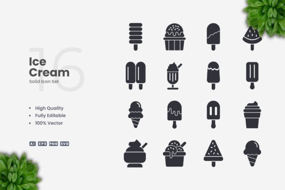 Ice Cream Solid Icons: Graphics and Icons for Local Business