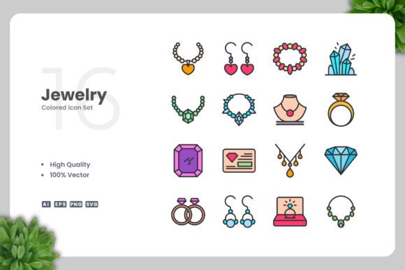 Jewelry Color Icons for Graphics and Icons