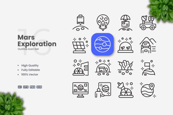 Mars Exploration Icons: Graphics and Icons for Modern Design