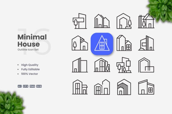 Minimal House Icons: Graphics for Modern Branding