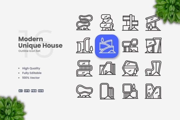 Modern Unique House Icons Graphics