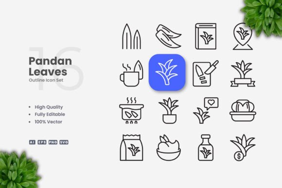 Pandan Leaves Icons: Graphics for Modern Design