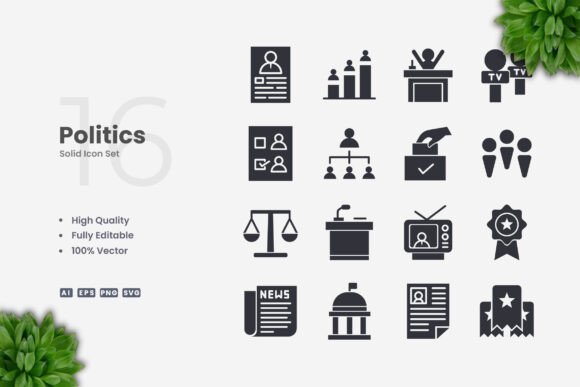 Politics Solid Icons: Graphics and Icons for Branding