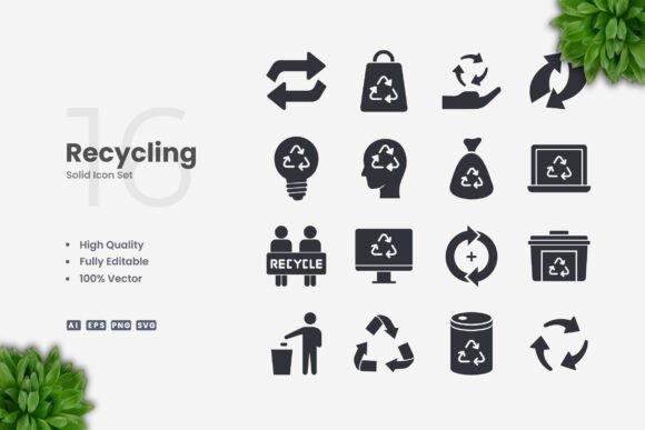 Recycling Solid Icons: Graphics and Icons for Local Business