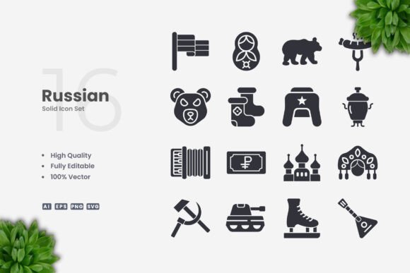 Russian Solid Icons: Graphics and Icons for Digital Sellers