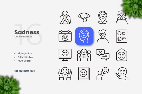 Sadness Icons for Creative Crafting