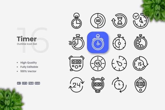 Timer Icons for Graphic Design